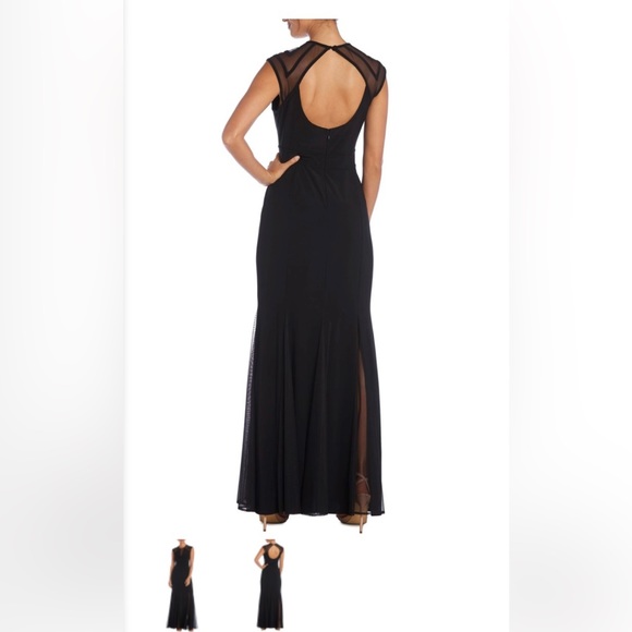 NW NIGHTWAY Women’s Size 4 Black Mesh cut out mermaid Gown Dress - Picture 2 of 4